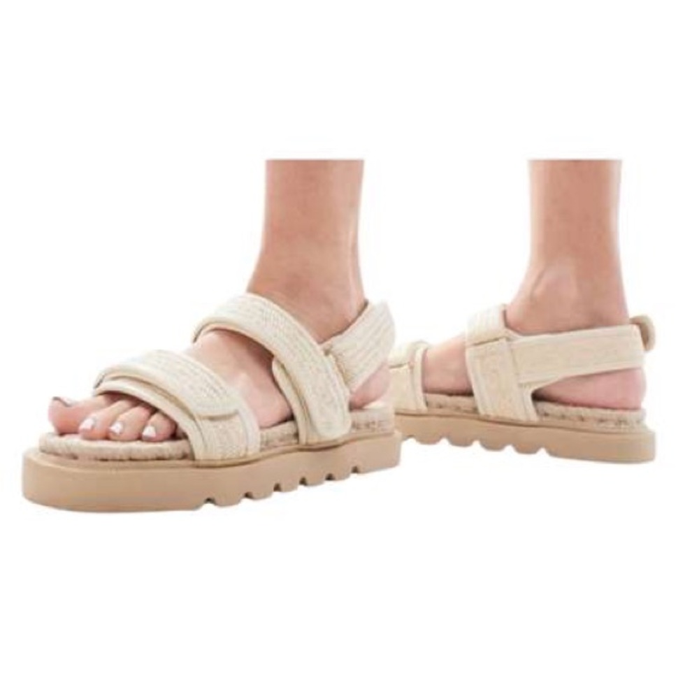 ASOS Beige Woven Velcro Strap Platform Sport Sandals